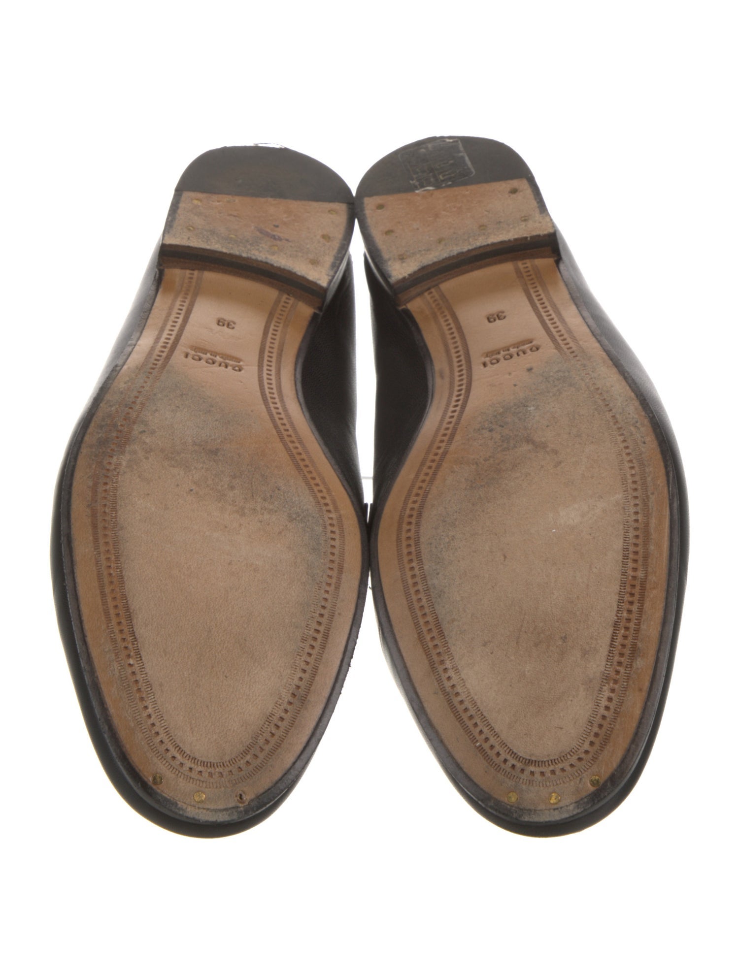 Gucci Web Accent Leather Loafers